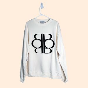 Cream Sweatshirt with Black Logo
